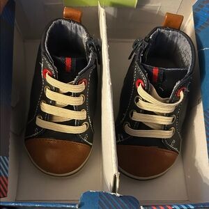 Tommy Hilfiger Navy and Brown Kids Sneakers